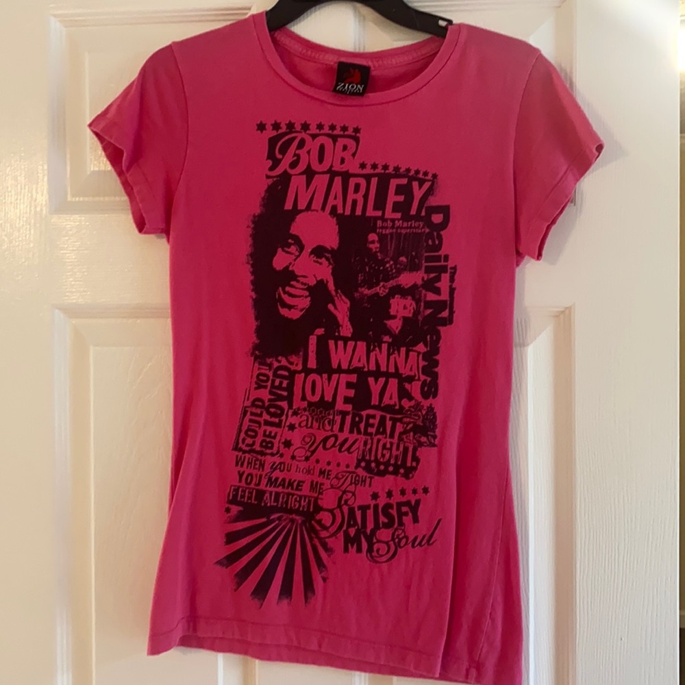 Pink Bob Marley Fitted T-shirt